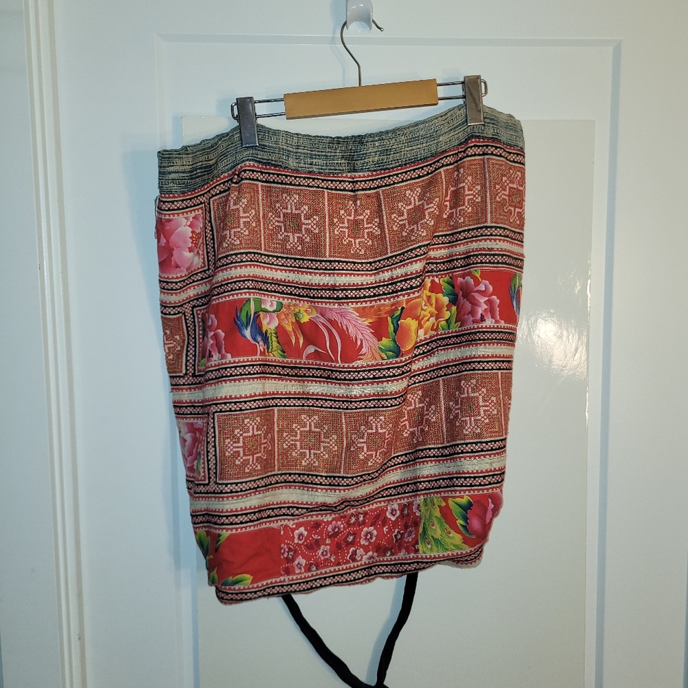 Hippie backpack bag with indigo dye trim